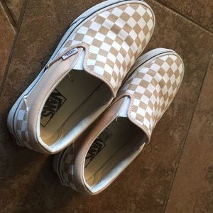 Tan and white vans
